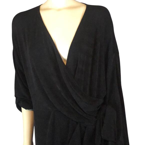 NWT ASOS DESIGN Curve long sleeve mini wrap sexy dress in black size 14 - Picture 5 of 12